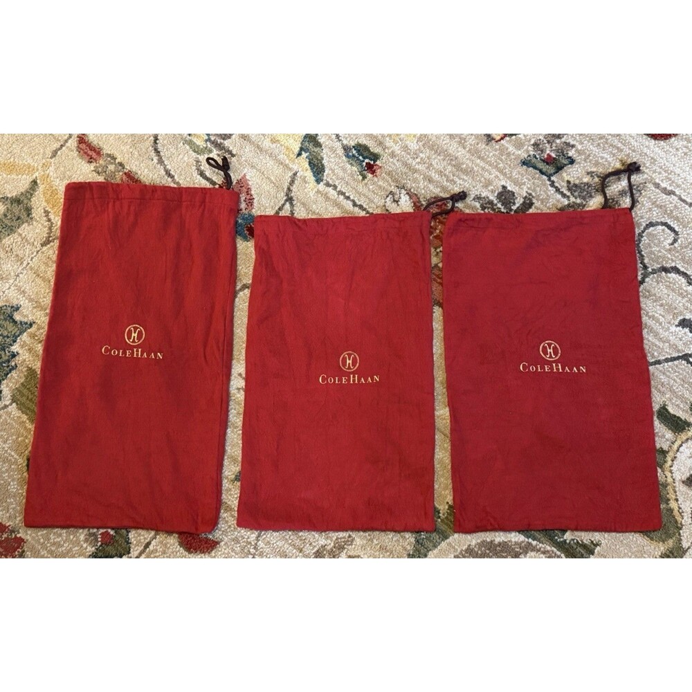3 Cole Haan Red Flannel Dust Bag Shoe Protector Storage Covers 17”x9”- 15.5”x9”